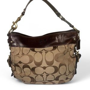 Vintage Brown Coach Monogram Signature Shoulder Bag